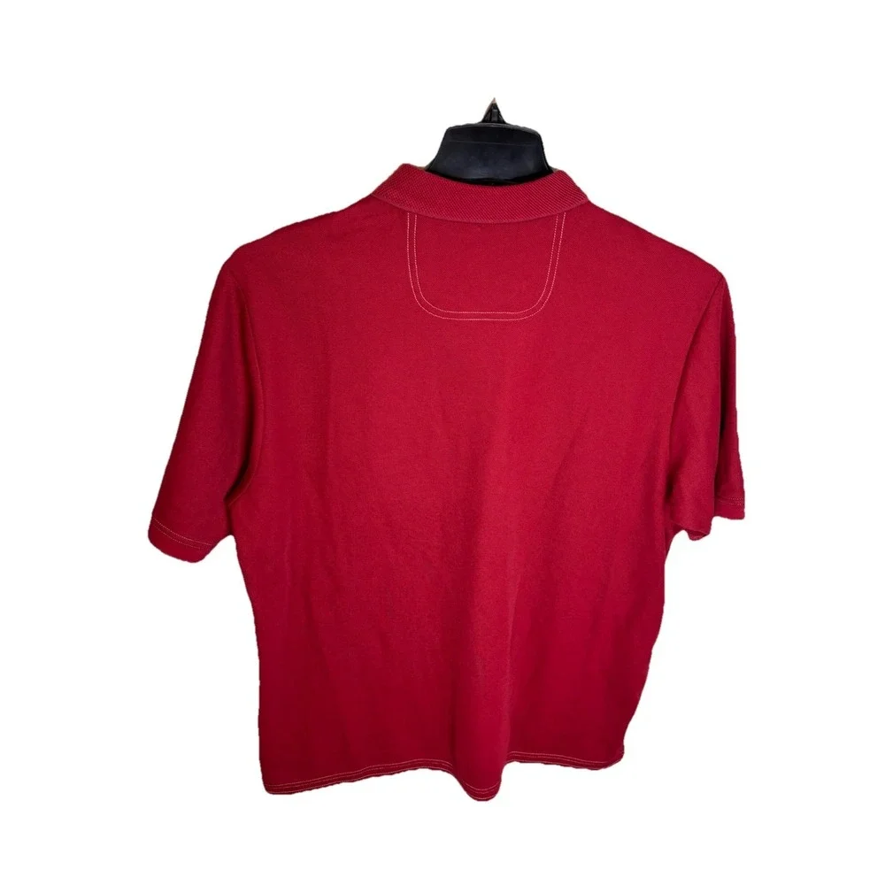 Tommy Bahama Mens Polo Shirt LG Red Solid Short Sleeve Pima Cotton Blend